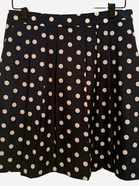J.Crew Polka Dot Navy White Pleated Mini Skirt Trendy Preppy Spring Summer 90s